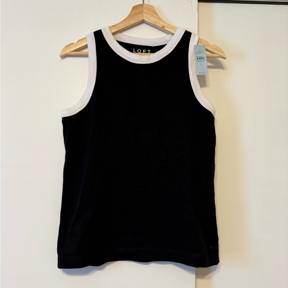 LOFT Classic Black Tank Top with White Trim